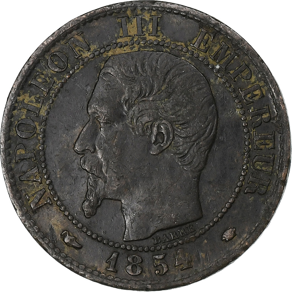 Francia, Napoleon III, Centime, 1854, Marseille, Plata, BC+