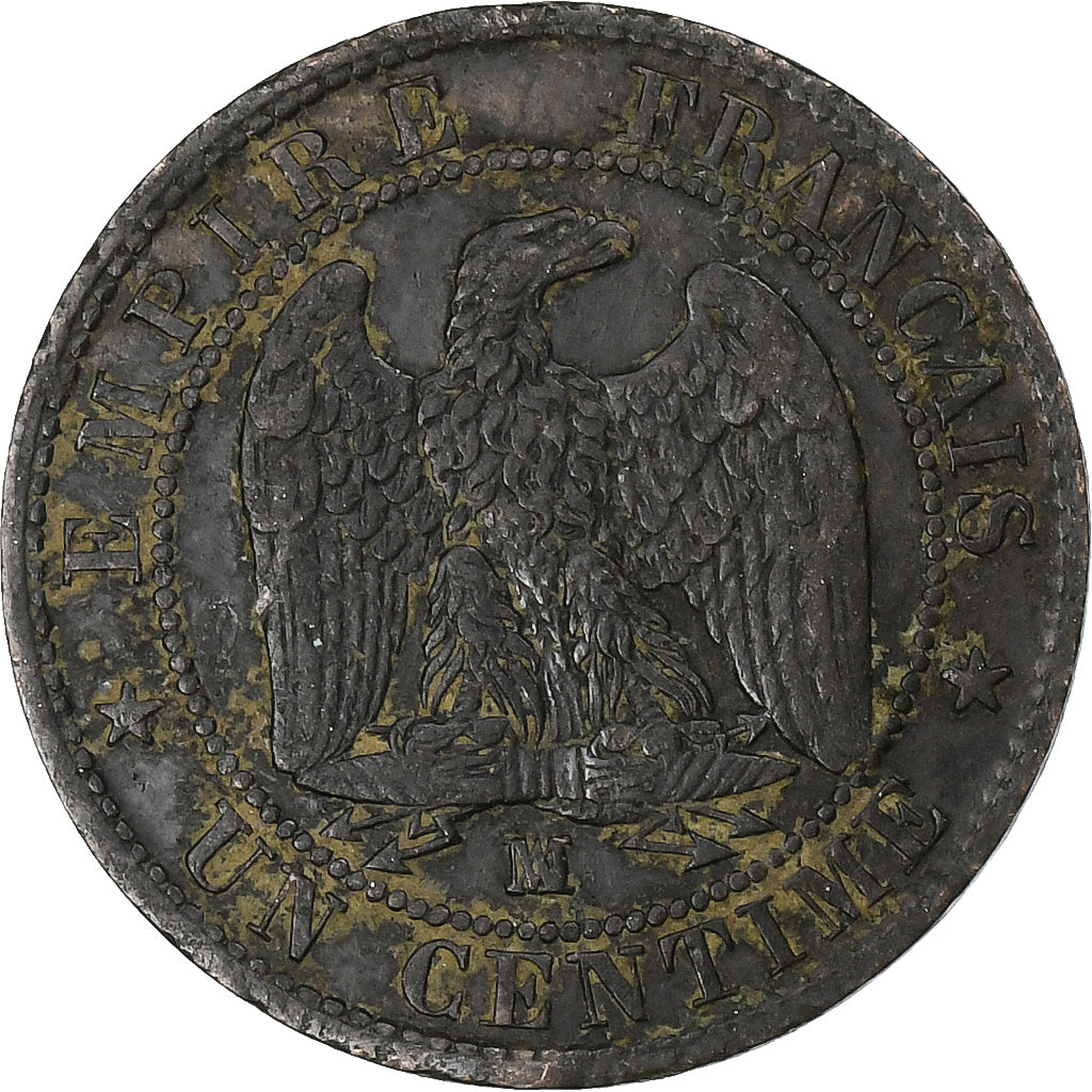 Francia, Napoleon III, Centime, 1854, Marseille, Plata, BC+