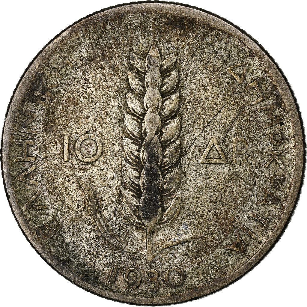 Griechenland, 10 Drachmai, 1930, London, Silber, S+