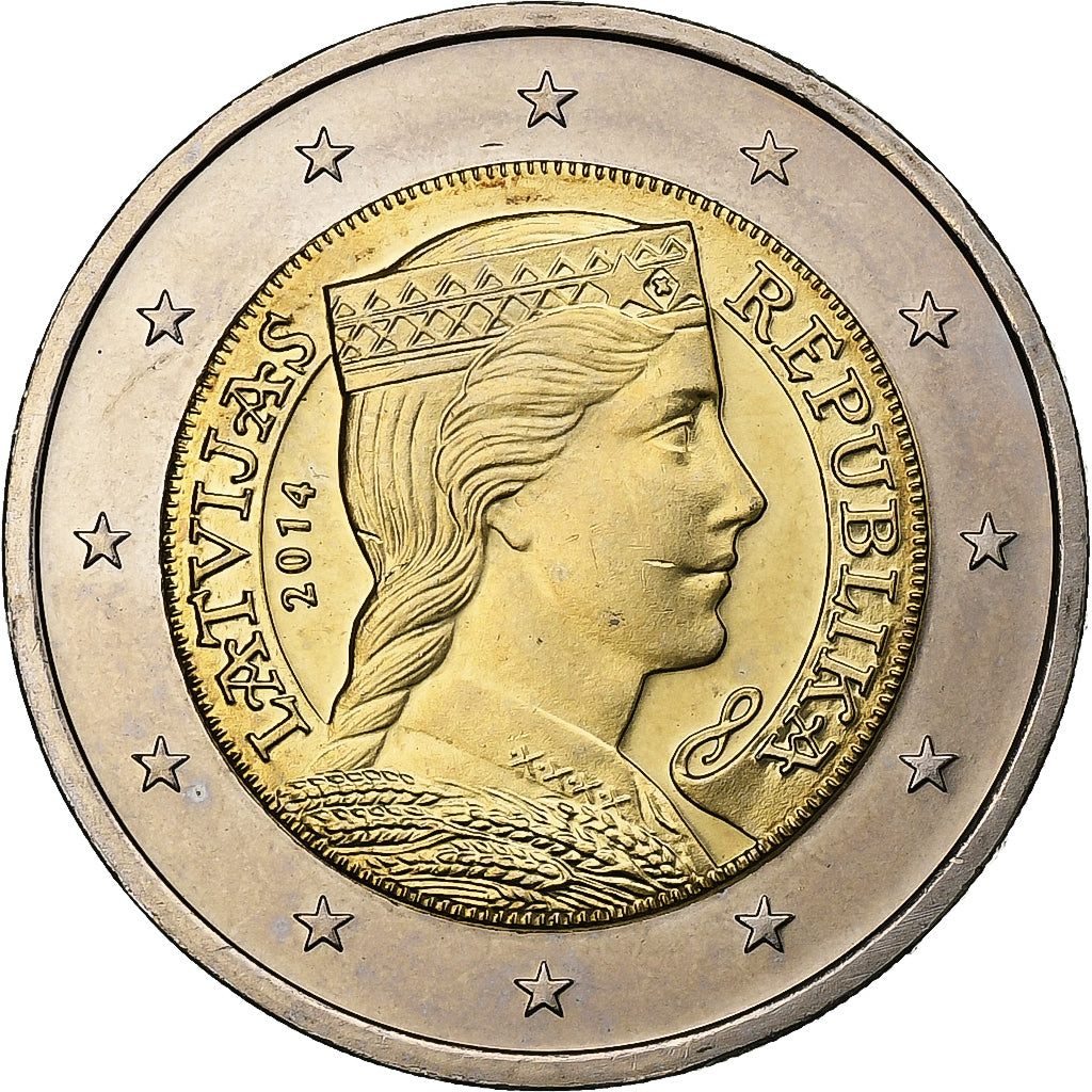 Letland, 2 Euros, 2014, Bi-Metallic, UNC-