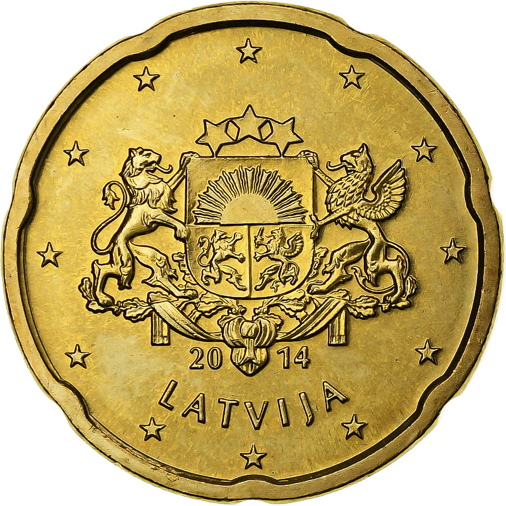 Latvia, 20 Centimes, 2014, Nordic gold, MS(63)