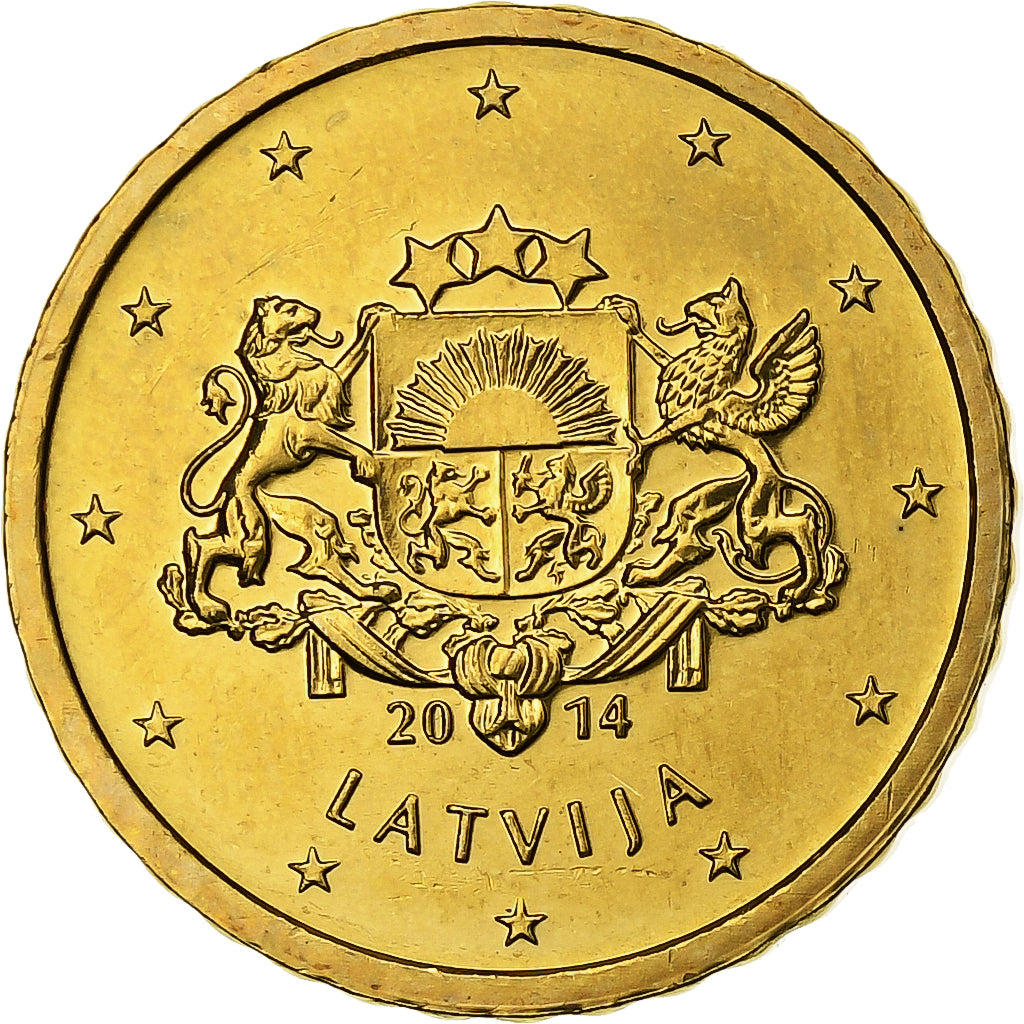 Latvia, 10 Centimes, 2014, Nordic gold, MS(63)