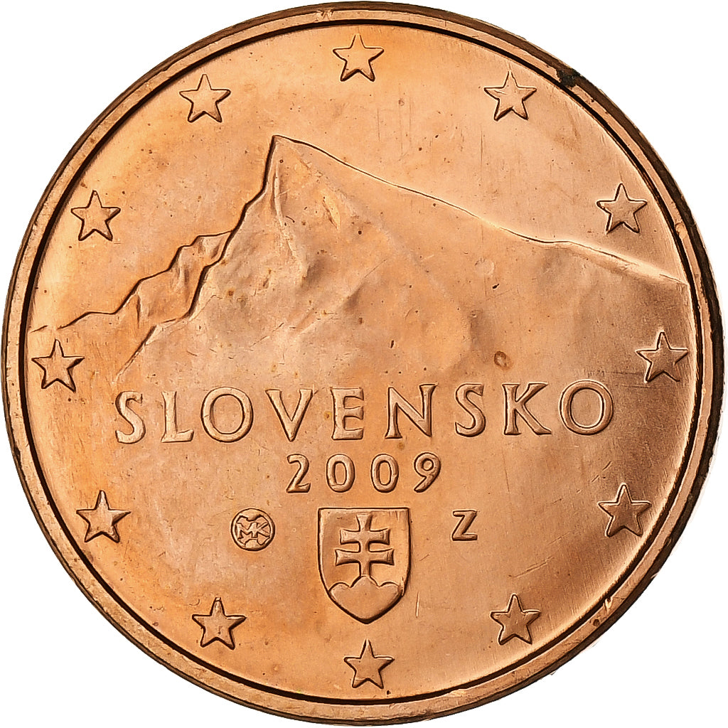 Eslováquia, 5 Centimes, 2009, Kremnica, Aço Cromado a Cobre, MS(63)
