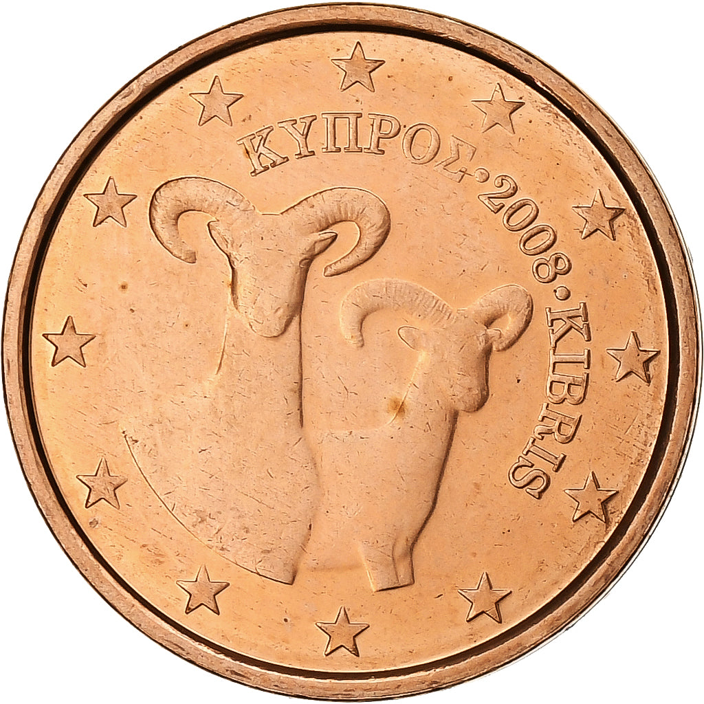 Cypr, 2 Centimes, 2008, Miedź platerowana stalą, MS(63)