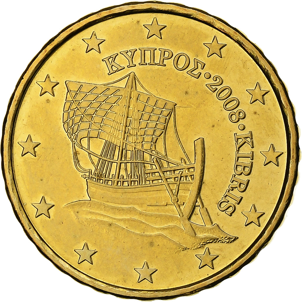 Chipre, 10 Centimes, 2008, Nordic gold, MS(63)