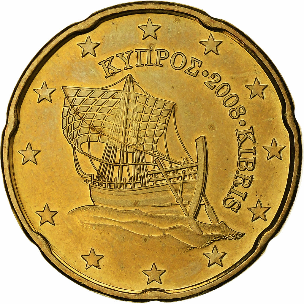 Cipro, 20 Centimes, 2008, Nordic gold, SPL
