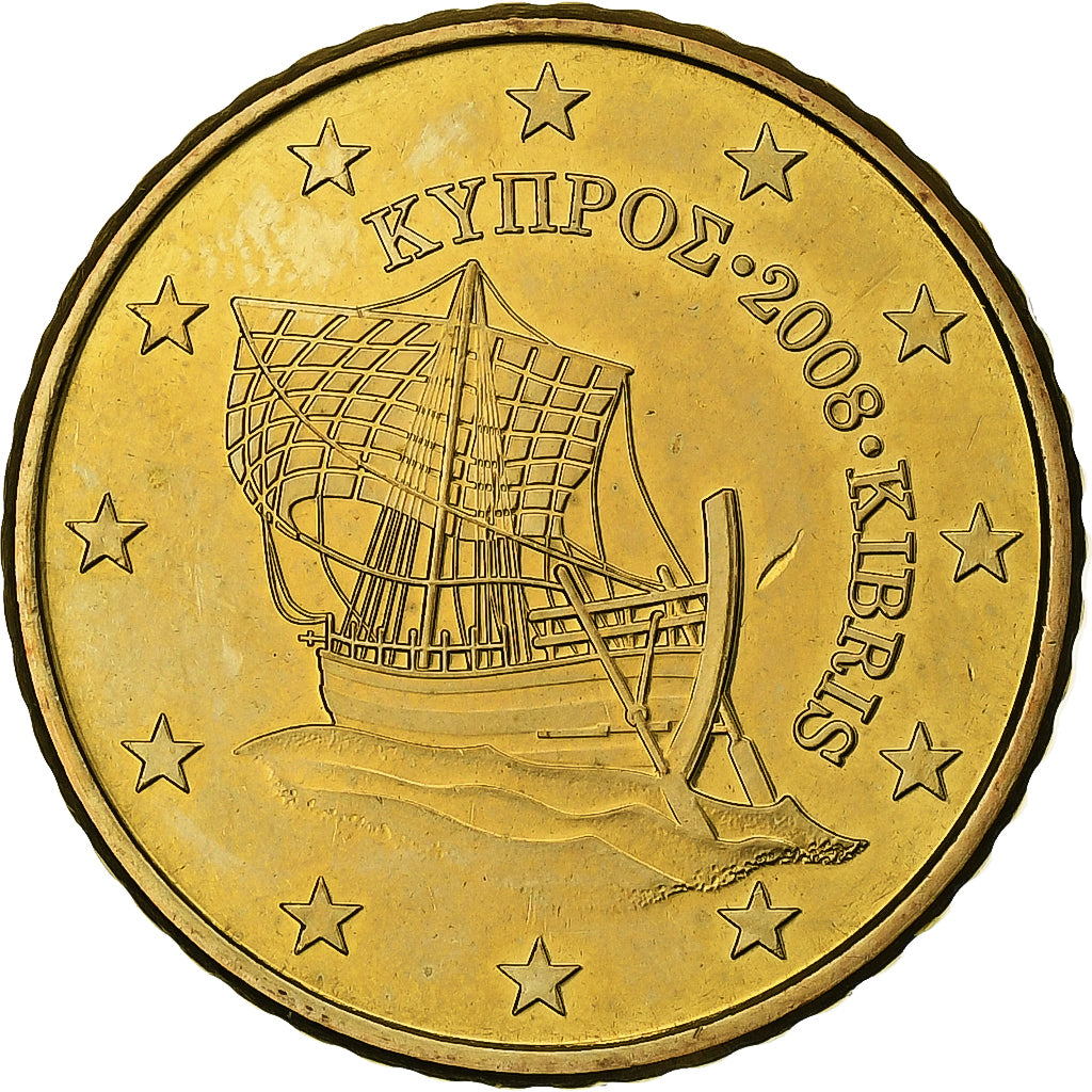 Chipre, 50 Centimes, 2008, Nordic gold, MS(63)