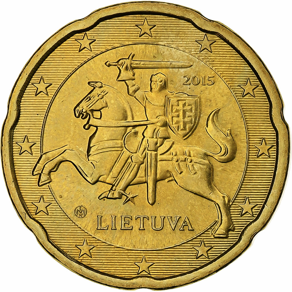 Lituania, 20 Centimes, 2015, Vilnius, Nordic gold, SPL