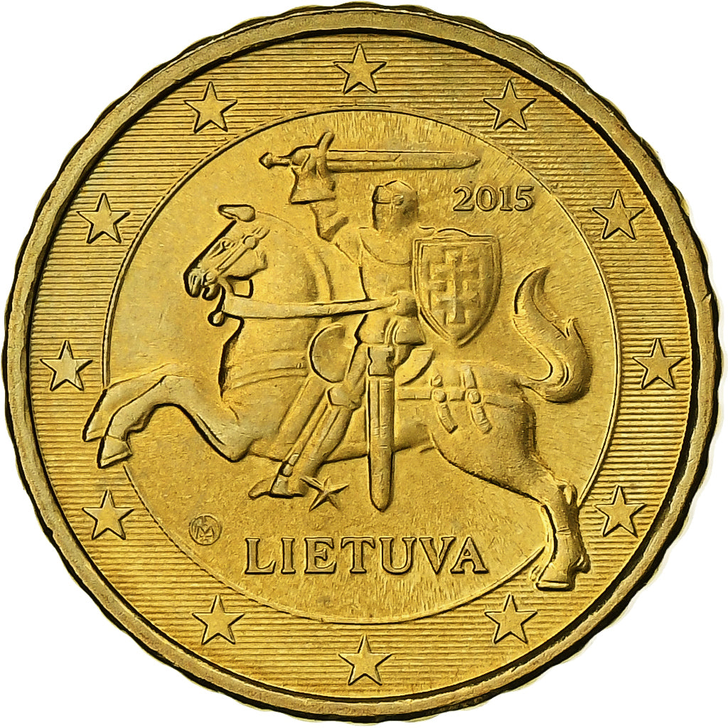 Lituanie, 10 Centimes, 2015, Vilnius, Or nordique, SPL