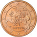 Lithuania, 2 Centimes, 2015, Vilnius, Copper Plated Steel, UNZ