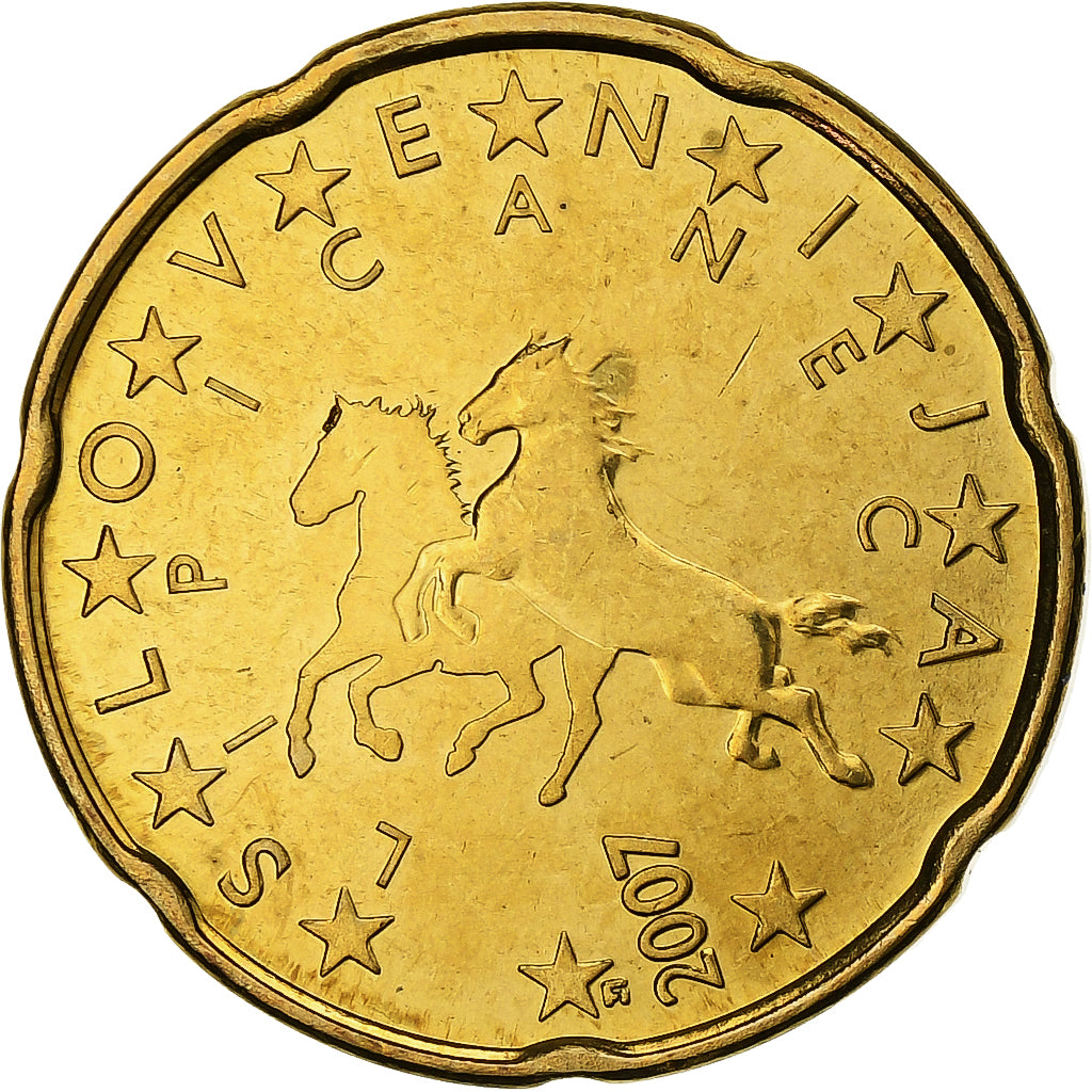 Słowenia, 20 Centimes, 2007, Vantaa, Nordic gold, MS(63)