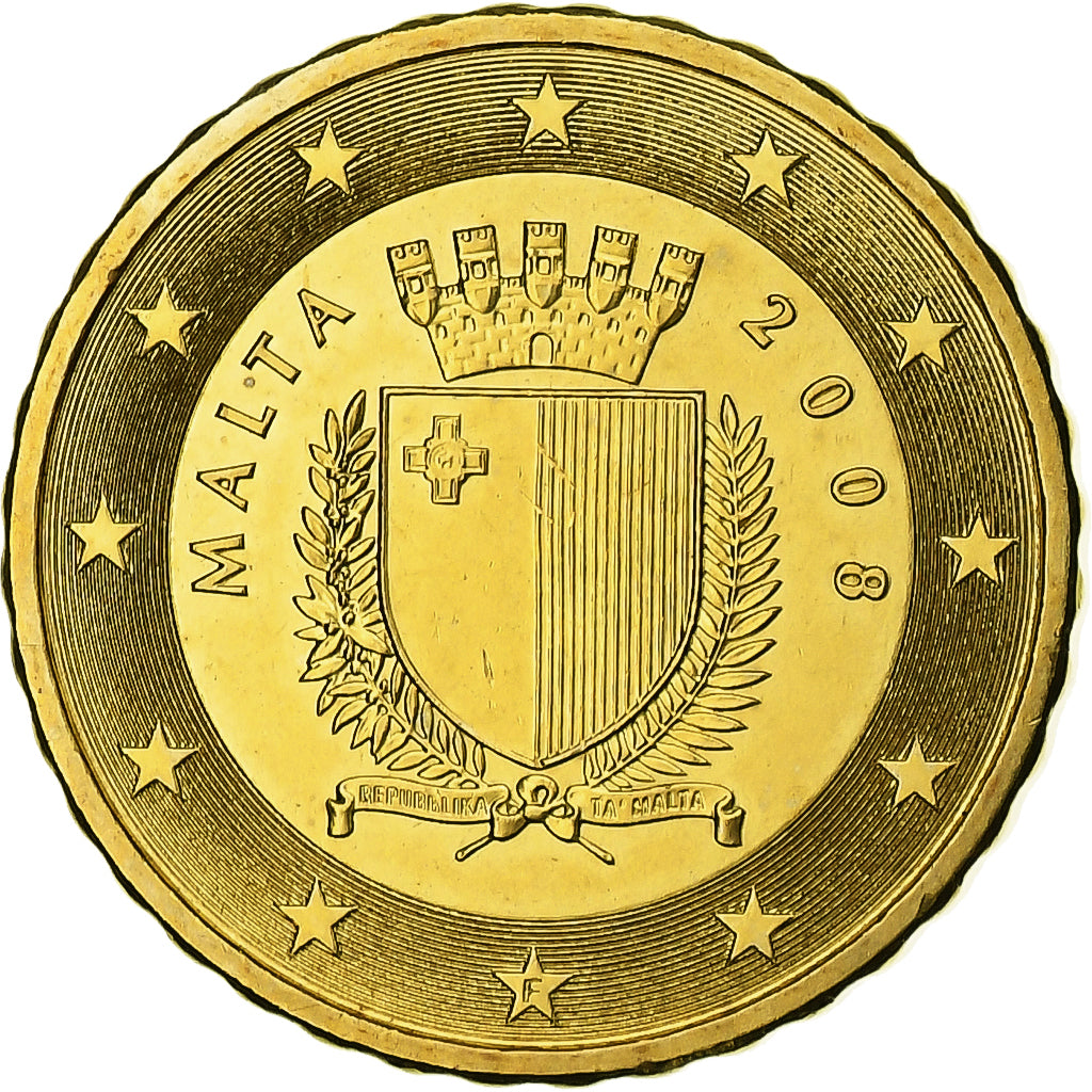Malte, 10 Centimes, 2008, Or nordique, SPL