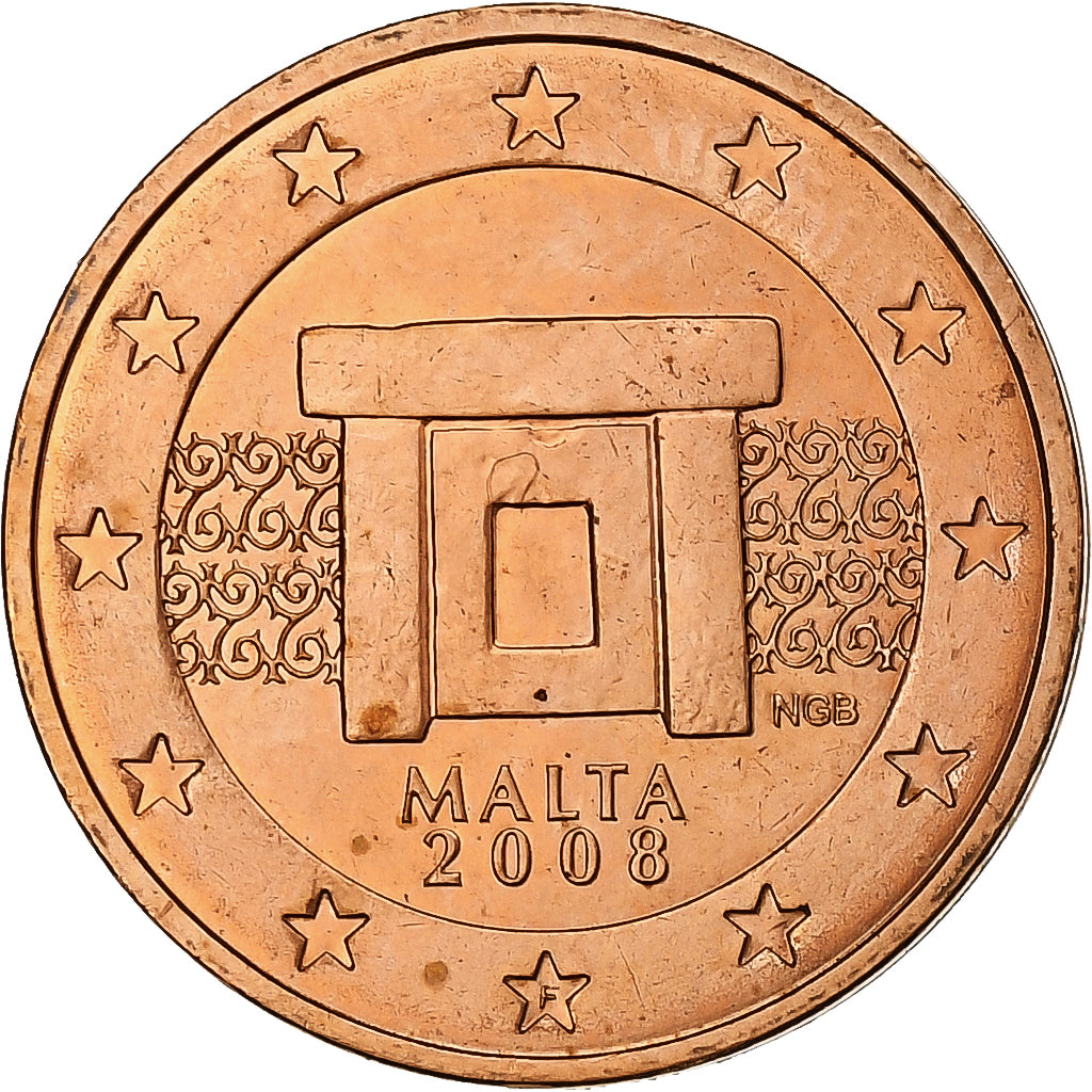 Malta, 2 Centimes, 2008, Cobre chapado en acero, SC