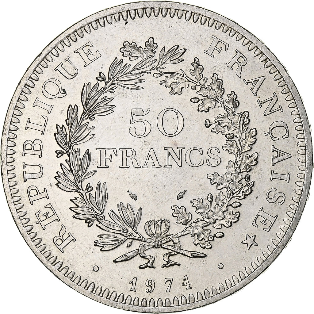 France, 50 Francs, 1974, Pessac, Silver, AU(55-58)