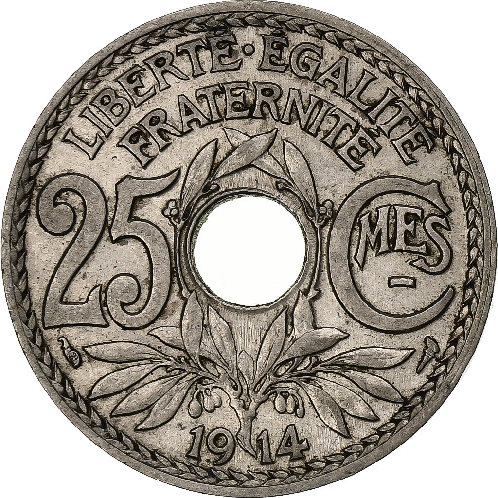 Francia, 25 Centimes, Lindauer, 1914, Paris, Nichel, SPL-