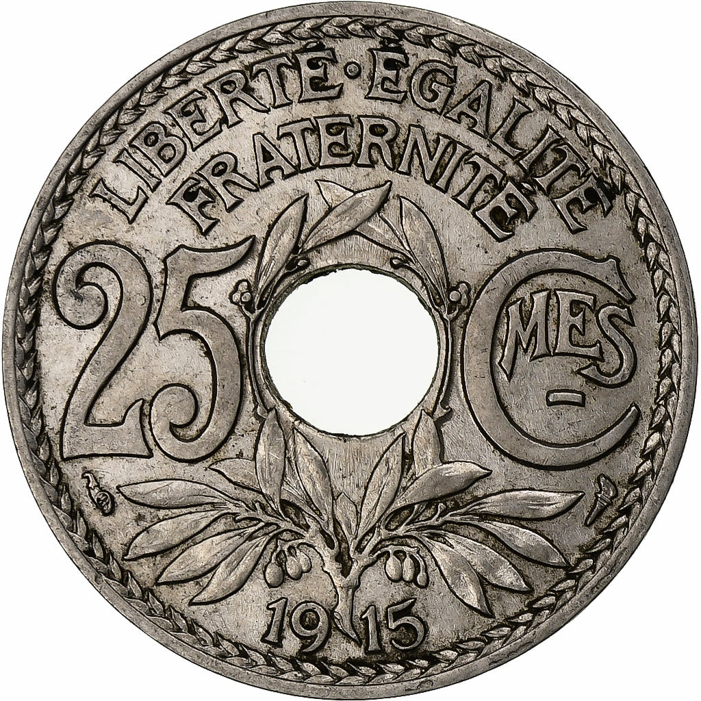 Francja, 25 Centimes, Lindauer, 1915, Paris, Nikiel, MS(63)