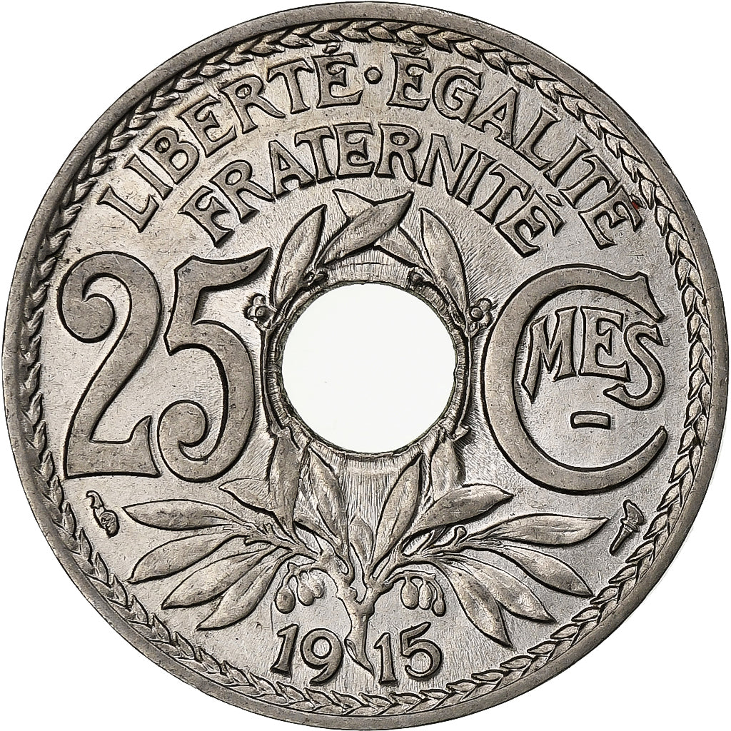 Francia, 25 Centimes, Lindauer, 1915, Paris, Nichel, SPL