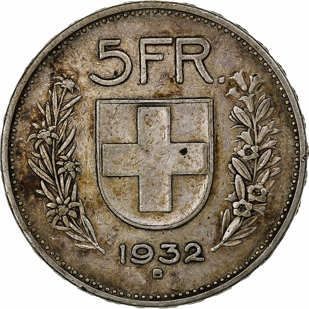 Zwitserland, 5 Francs, 1932, Bern, Zilver, ZF