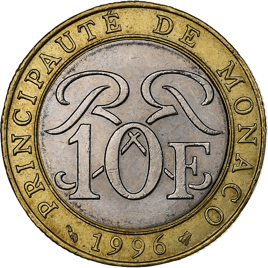Mónaco, 10 Francs, 1996, Pessac, Bimetálico, SC