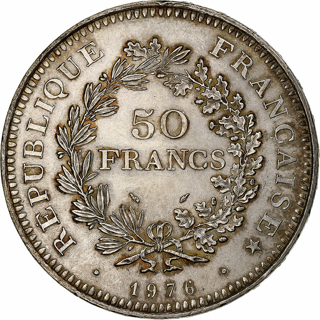 France, 50 Francs, Hercule, 1976, Pessac, Silver, AU(55-58)
