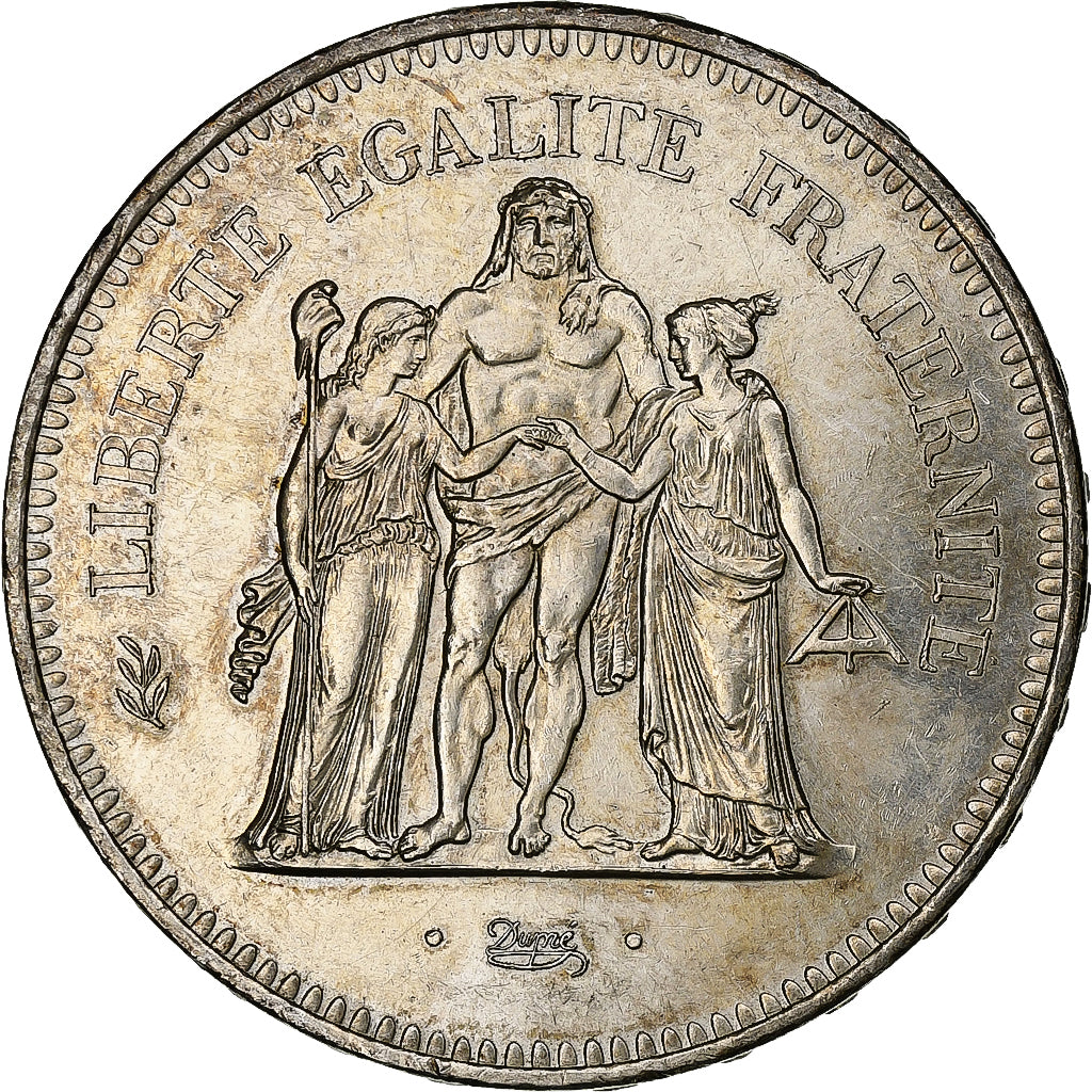 France, 50 Francs, Hercule, 1977, Pessac, Silver, AU(55-58)