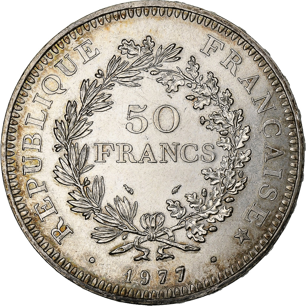 France, 50 Francs, Hercule, 1977, Pessac, Silver, AU(55-58)