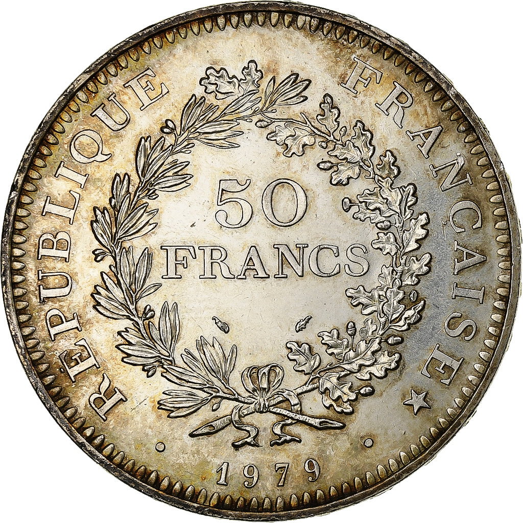 France, 50 Francs, Hercule, 1979, Pessac, Silver, MS(63)