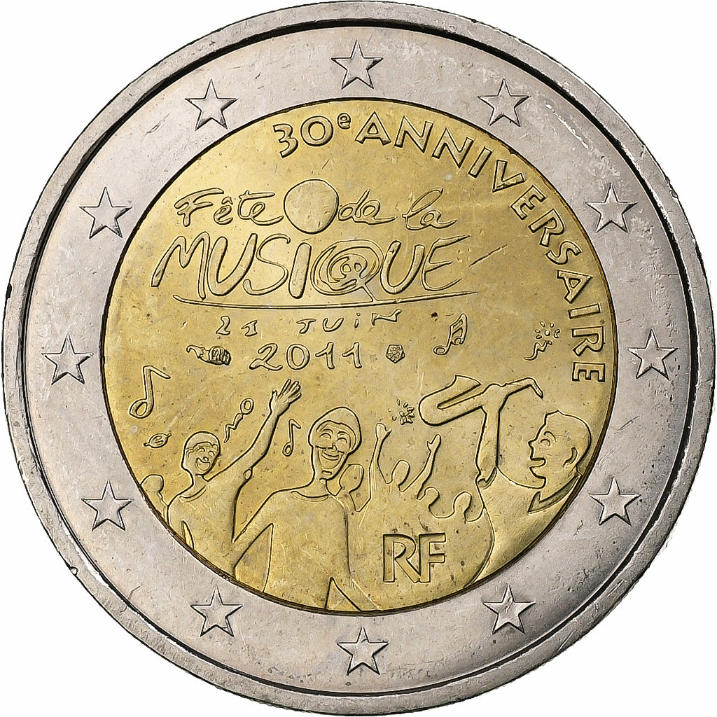 Francja, 2 Euro, fête de la musique, 2011, Pessac, Bimetaliczny, MS(60-62)