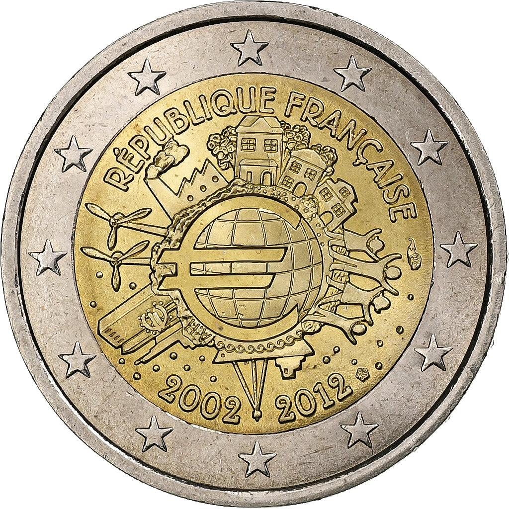 Frankreich, 2 Euro, 10 ans de l'euro, 2012, Pessac, Bi-Metallic, UNZ