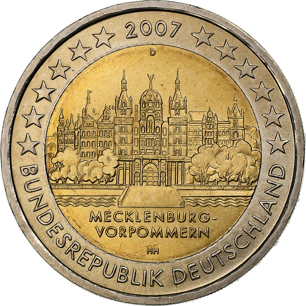 Niemcy, 2 Euro, Mecklenburg-Vorpommern, 2007, Munich, Bimetaliczny, MS(60-62)