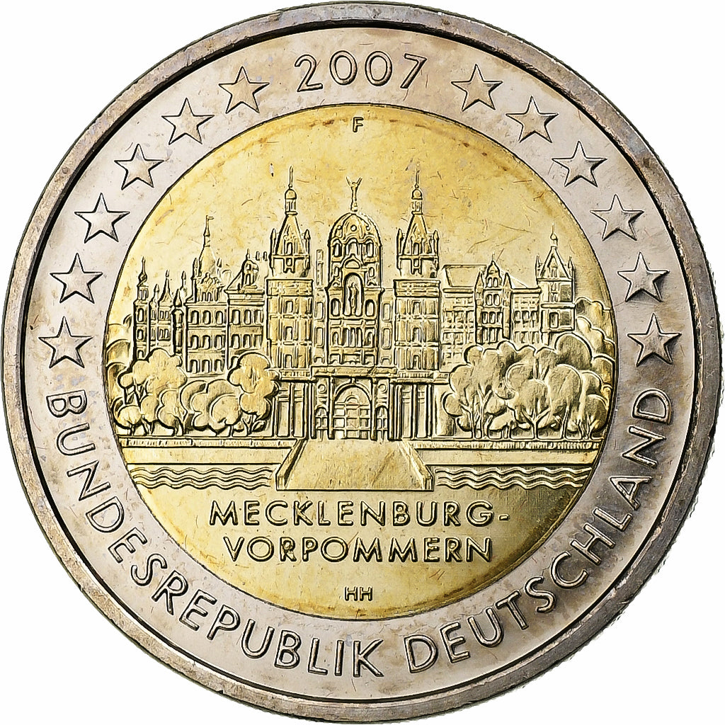 Niemcy, 2 Euro, Mecklenburg-Vorpommern, 2007, Stuttgart, Bimetaliczny, MS(63)