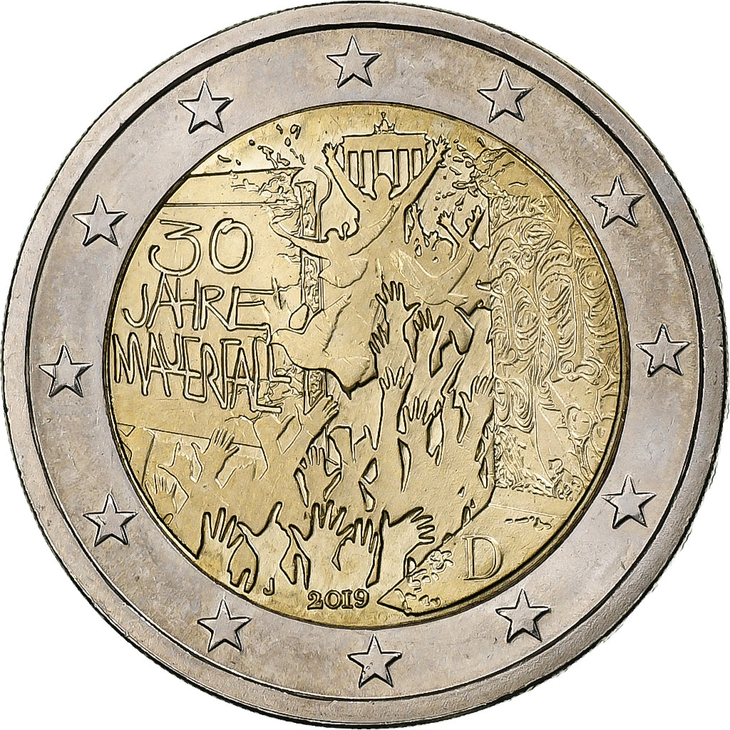 Niemcy, 2 Euro, 30th Anniversary, Fall of the Berlin Wall, 2019, Hamburg