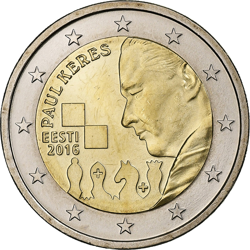Estónia, 2 Euro, Paul Keres, 2016, Vantaa, Bimetálico, MS(63)