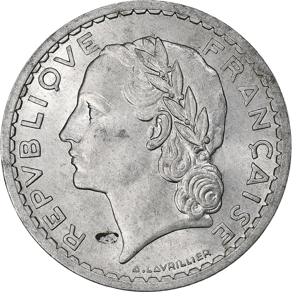 Francia, 5 Francs, Lavrillier, 1947, Beaumont le Roger, Alluminio, SPL-