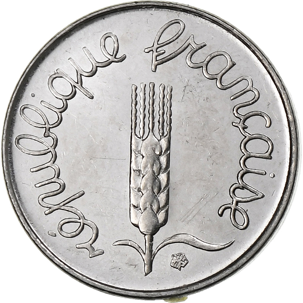 França, Centime, Épi, 1976, Pessac, Aço Inoxidável, MS(63)