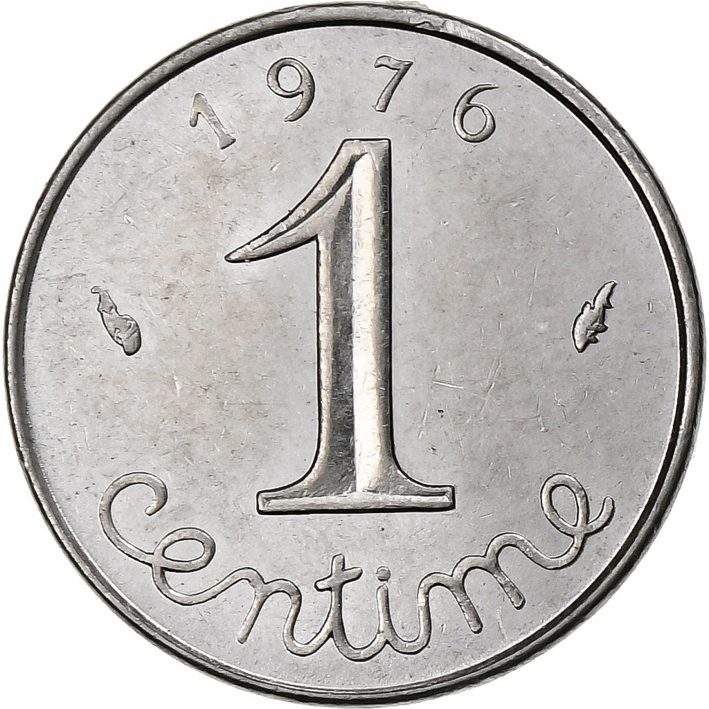 França, Centime, Épi, 1976, Pessac, Aço Inoxidável, MS(63)
