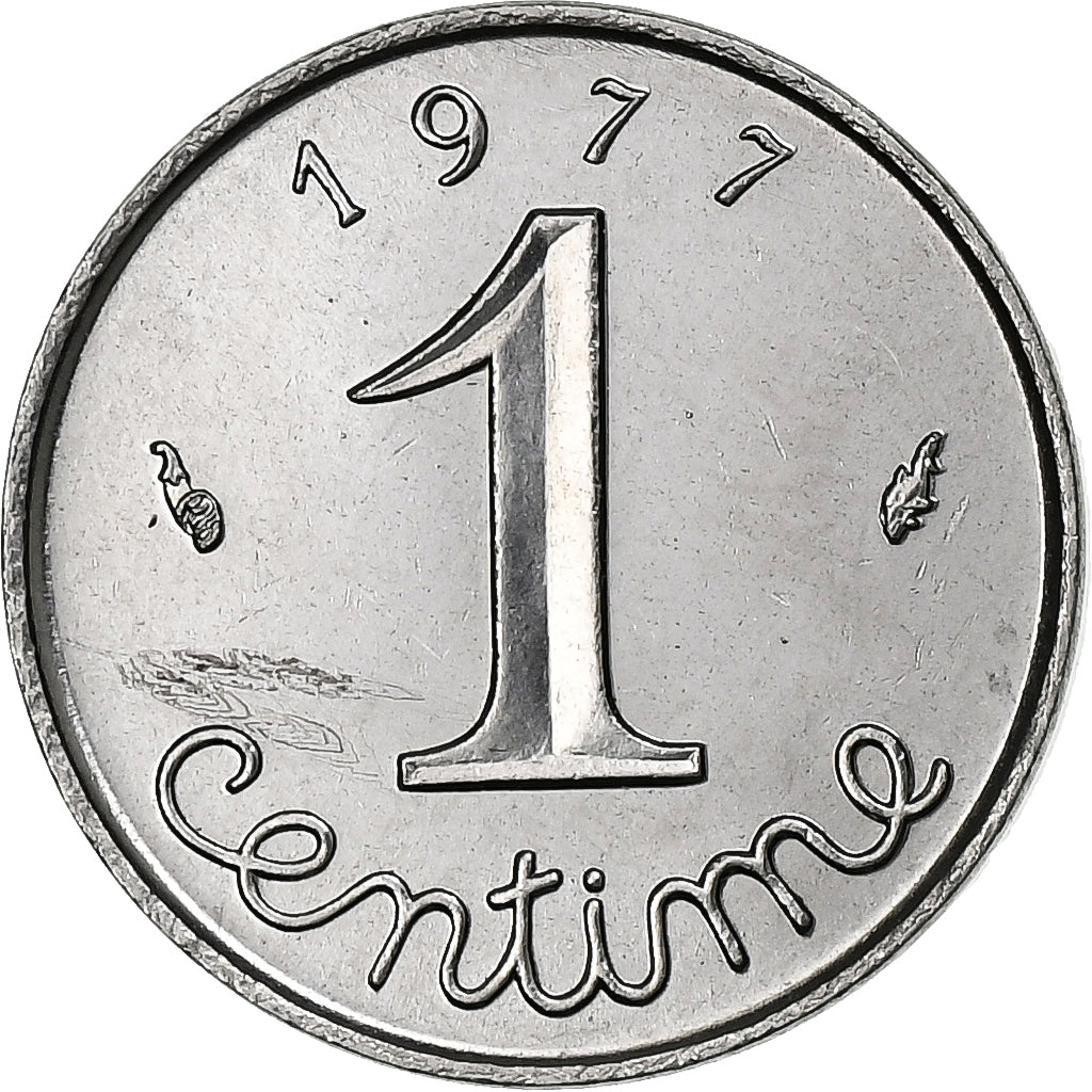 France, Centime, Épi, 1977, Pessac, Acier inoxydable, SPL