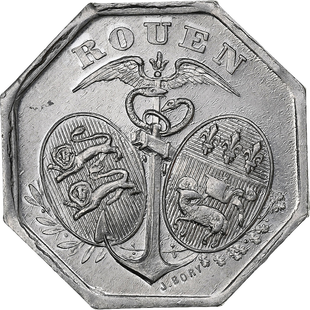 France, Chambre de commerce de Rouen, 10 Centimes, 1918, AU(55-58), Aluminium