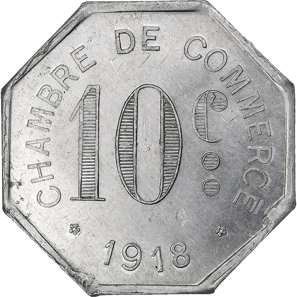France, Chambre de commerce de Rouen, 10 Centimes, 1918, AU(55-58), Aluminium