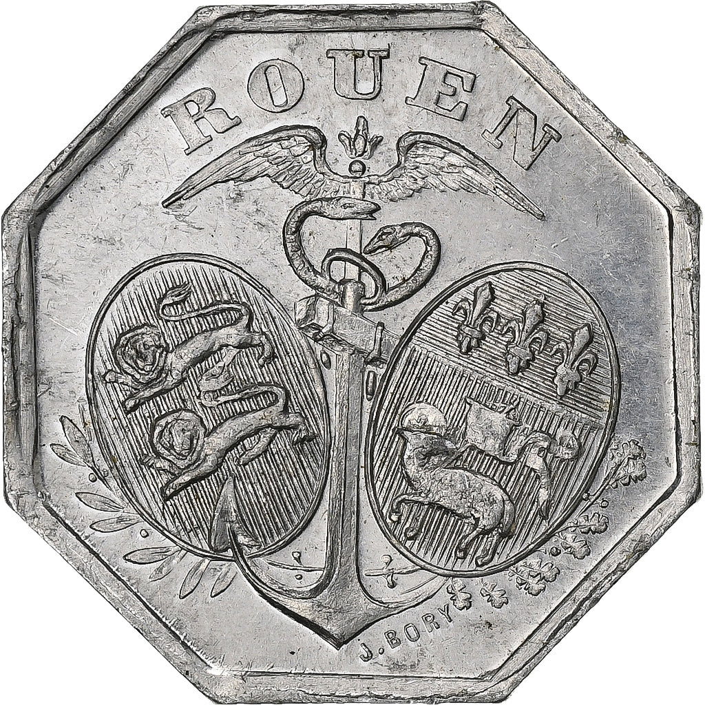 Francja, Chambre de commerce de Rouen, 10 Centimes, 1918, AU(55-58), Aluminium