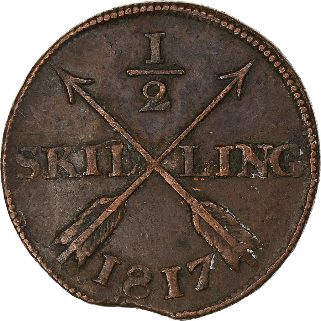 Sweden, Carl XIII, 1/2 Skilling, 1817, Copper, EF(40-45)