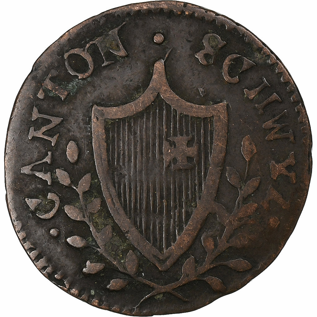 Swiss Cantons, Schwyz, 2 Rappen, 1815, Bern, Copper, VF(30-35)