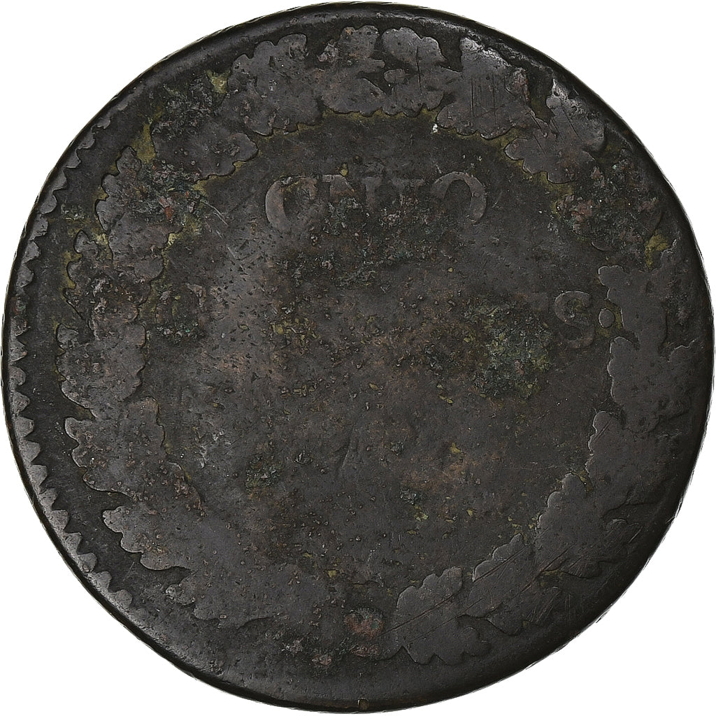 France, 5 Centimes, Dupré, Cuivre, B, Gadoury:126