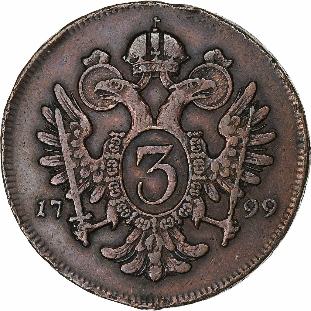 Austria, François II, 3 Kreuzer, 1799, Vienna, Copper, VF(20-25)