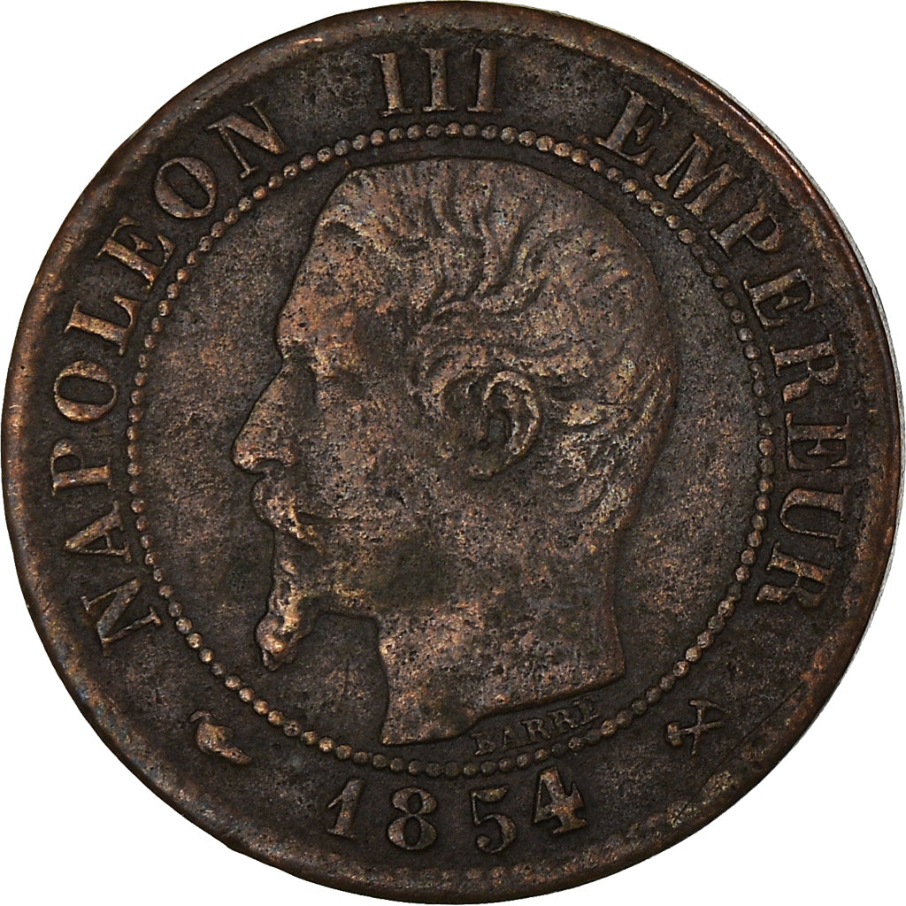 Moeda, França, Napoleon III, Centime, 1854, Rouen, VF(20-25), Bronze, KM:775.2