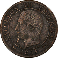 Moeda, França, Napoleon III, Centime, 1854, Rouen, VF(20-25), Bronze, KM:775.2