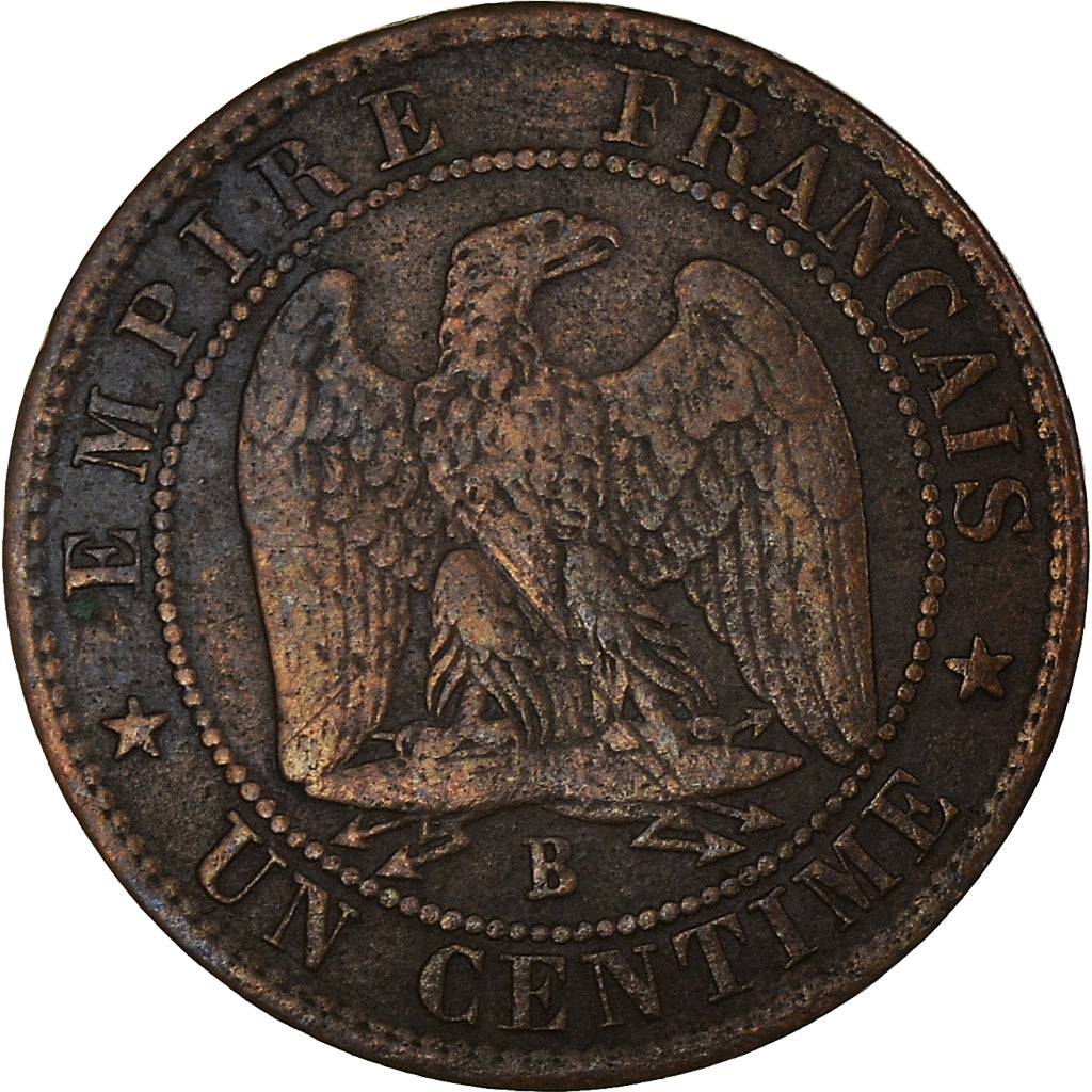 Moeda, França, Napoleon III, Centime, 1854, Rouen, VF(20-25), Bronze, KM:775.2