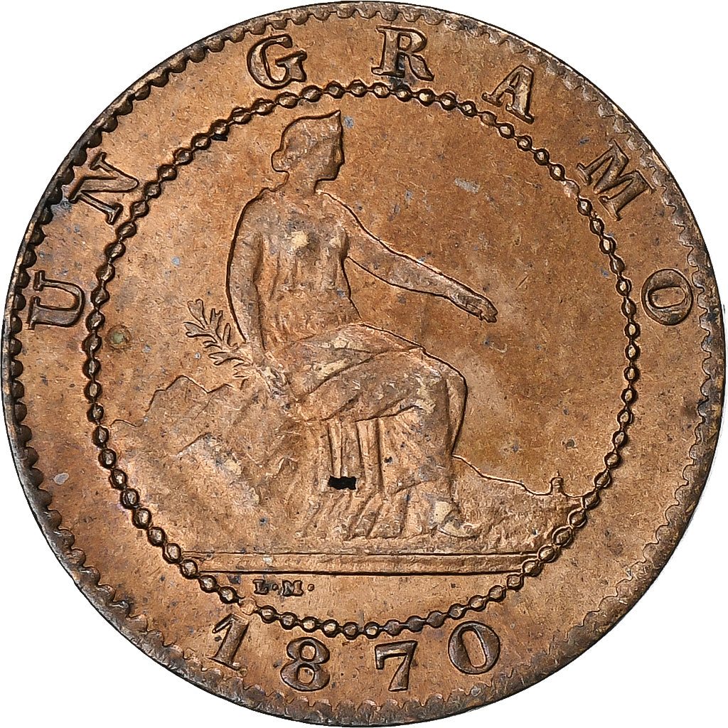 Spain, Provisional Government, 1 Centimo, 1870, Madrid, Bronze, AU(50-53)