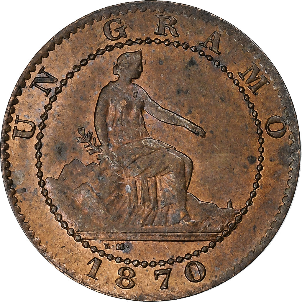 Spain, Provisional Government, Centimo, 1870, Madrid, Bronze, AU(50-53)