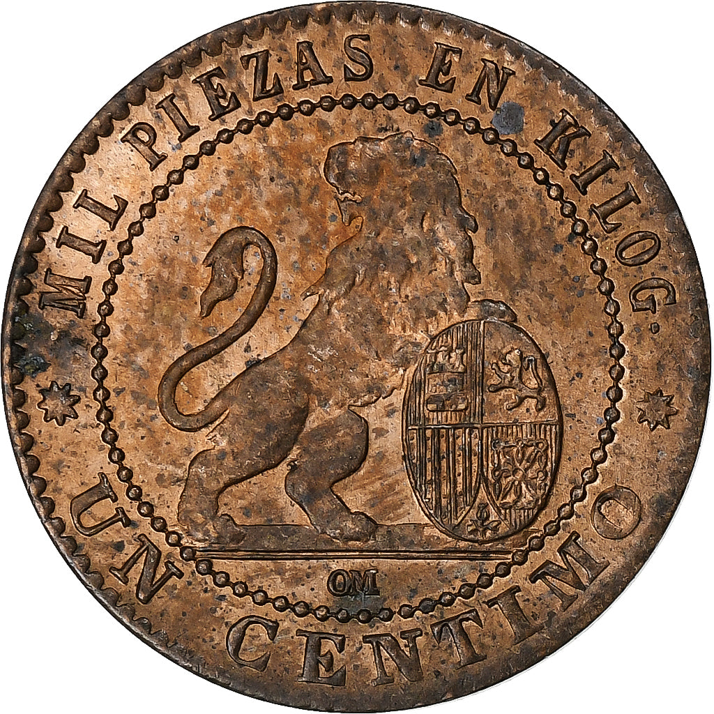 Spain, Provisional Government, Centimo, 1870, Madrid, Bronze, AU(50-53)